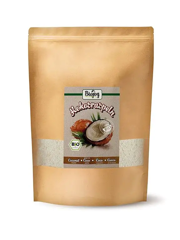 Biojoy BIO-Kokosraspeln, ungesüßt und ungeröstet Kokosflocken mittelgroß (1 kg)