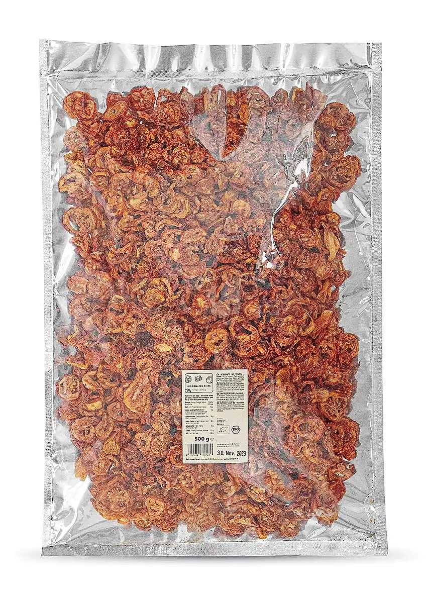 KoRo - Bio Tomatenchips 500 g - Knuspriger Snack - Ballaststoffreich - 100 % getrocknete Tomatenscheiben ohne Zusätze - Tolle Garnitur für Suppen und Salate