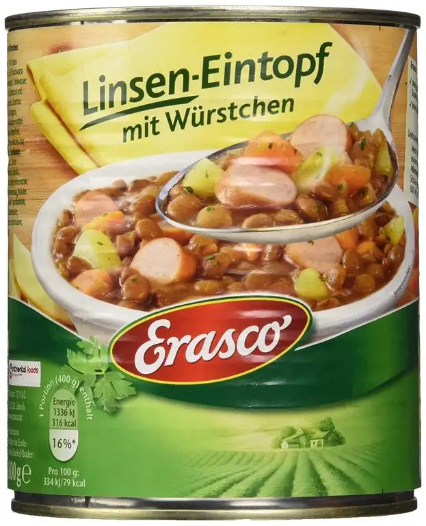 Erasco Linsen-Eintopf mit Würstchen, 3er Pack (3 x 800 g )