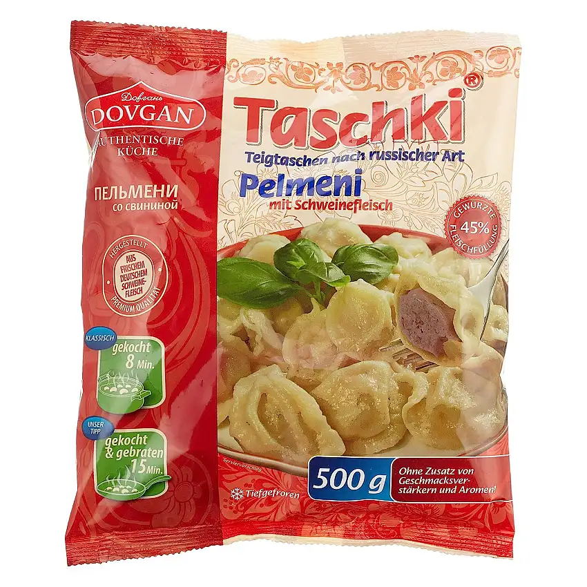 Taschki DOVGAN Pelmeni mit Schweinefleischfüllung , 500g (Tiefgefroren)