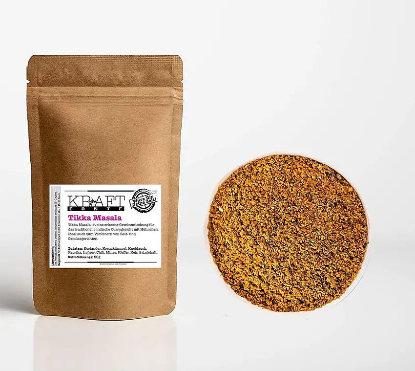 Kraft-Ernte Tikka Masala 50g I Gewürzmischung I Orientalisches Gewürz I Aromatisch I Würzig, Indien, Gemüse, Gewürz, Kraft-Ernte (50g)