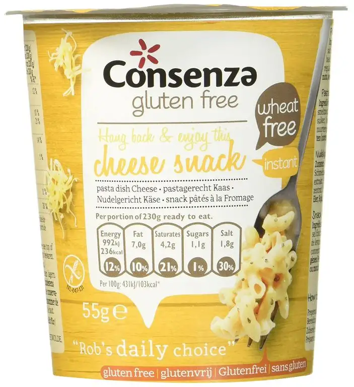 Consenza Instant Nudelgericht mit Käse Glutenfrei, 8er Pack (8 x 55 g)
