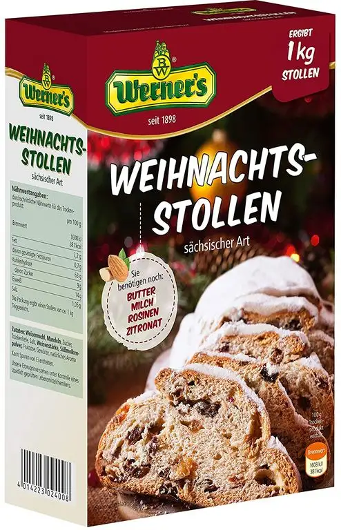 Werner´s Weihnachtsstollen - sächsische Art - Backmischung für 1 kg Stollen, 6 Packungen,