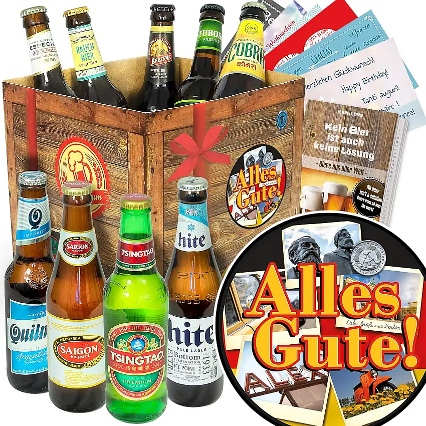 Alles Gute/Bier Geschenkbox mit Biersorten der Welt