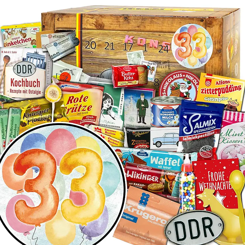 33 Jubiläums Geschenk + Adventskalender + Weihnachtskalender nostalgisch befüllt