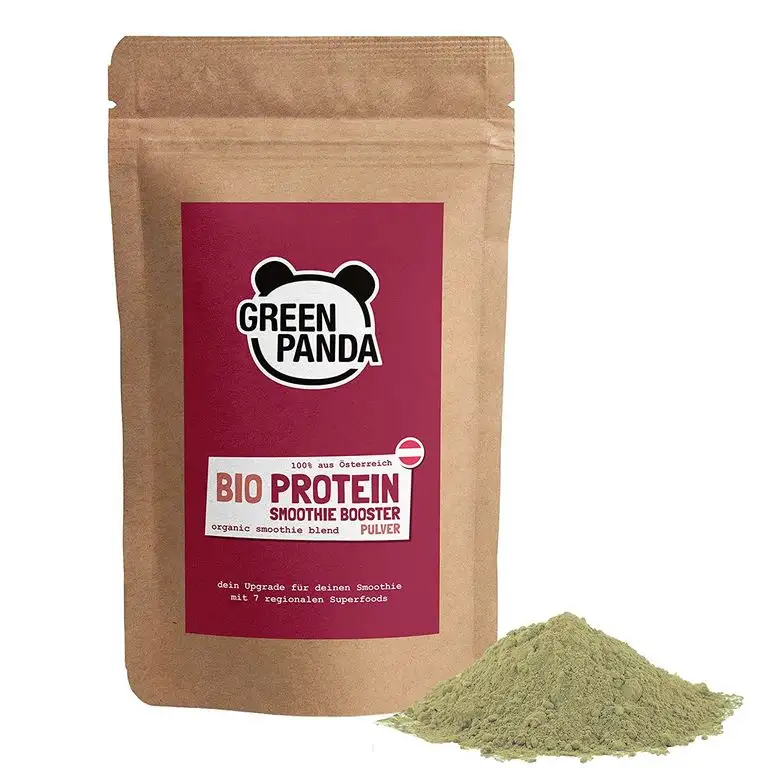 Smoothie Pulver BIO mit 7 hochwertigen Zutaten in Premium Qualität, zertifiziertes Superfood Pulver zu 100% aus Österreich, Grüner Smoothie Pulver, biologisch abbaubarer Beutel, 200g von Green Panda