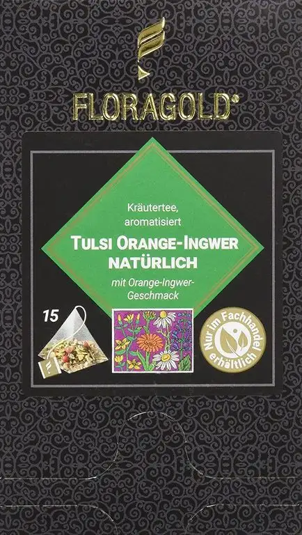 FLORAGOLD Pyramidenbeutel Kräutertee Tulsi orange Ingwer natürlich, 1er Pack (1 x 38 g)