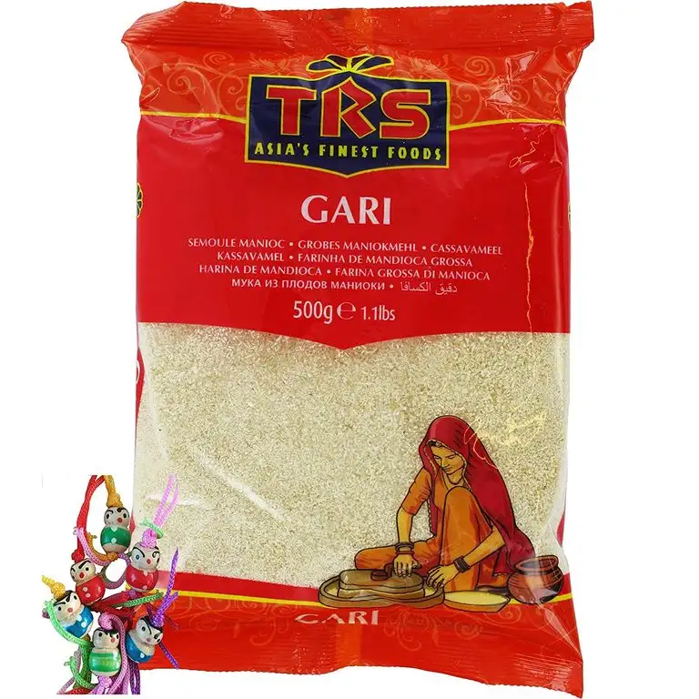 [ 10 x 500g ] TRS Grobes Maniokmehl GARI/Cassava Mehl/Kassava Mehl/glutenfrei + ein kleines Glückspüppchen - Holzpüppchen