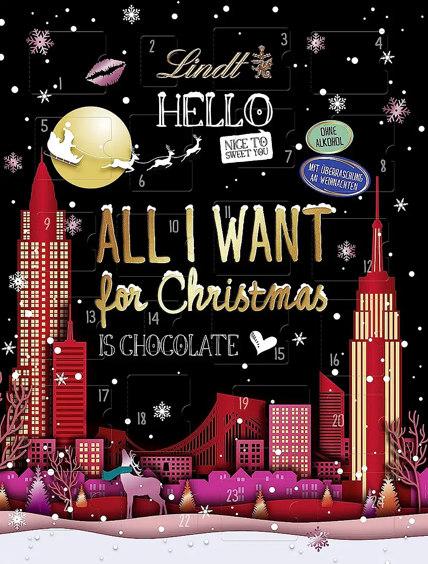 Lindt Schokolade zu Weihnachten | HELLO Adventskalender 2022 | 230 g | Schokolade für die Weihnachtszeit