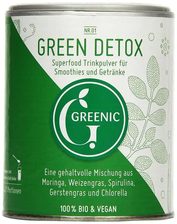 Greenic Green Detox Superfood Trinkpulver Mischung, 1er Pack (1 x 90 g)