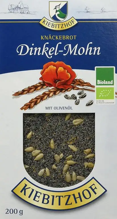 KIEBITZHOF Dinkel-Knäckebrot Mohn, 6er Pack (6 x 200 g)