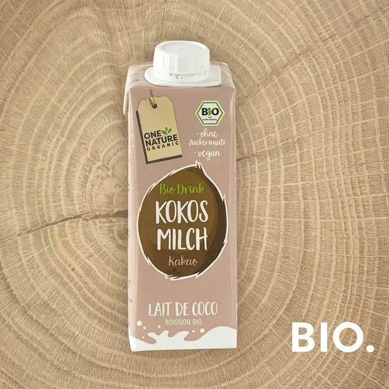 ONE NATURE Organic – 100% BIO Kokosdrink Kakao 12x250g – aus ökologischer Landwirtschaft – die perfekte Erfrischung - Laktosefrei und cremig