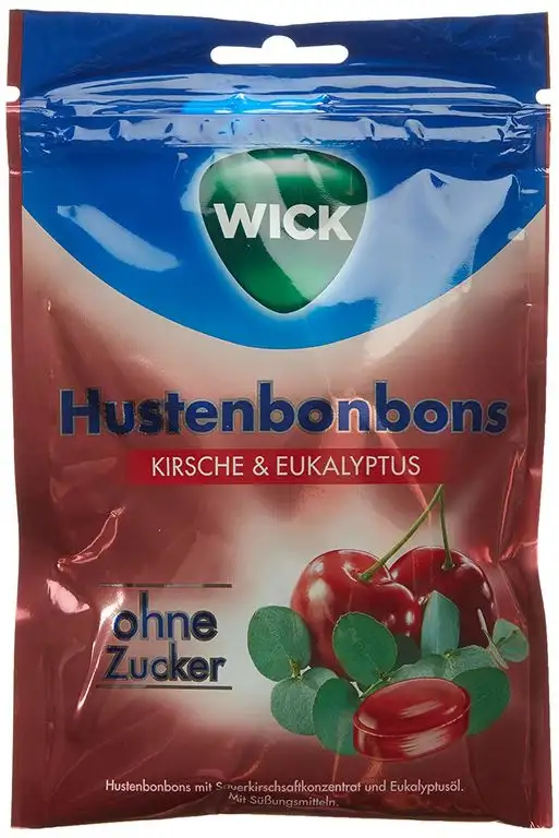 WICK Kirsche + Eukalyptus ohne Zucker, 10er Pack (10 x 72 g)