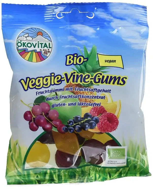 Ökovital Bio-Fruchtgummi Veggie-Vine-Gums, vegan, glutenfrei, laktosefrei, 12er Pack (12 x 100 g)