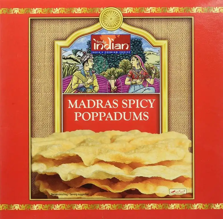 Truly Indian Poppadums, Madras, gewürzt, 112 g