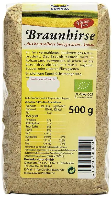 Govinda Braunhirse glutenfrei, 2er Pack (2 x 500 g)