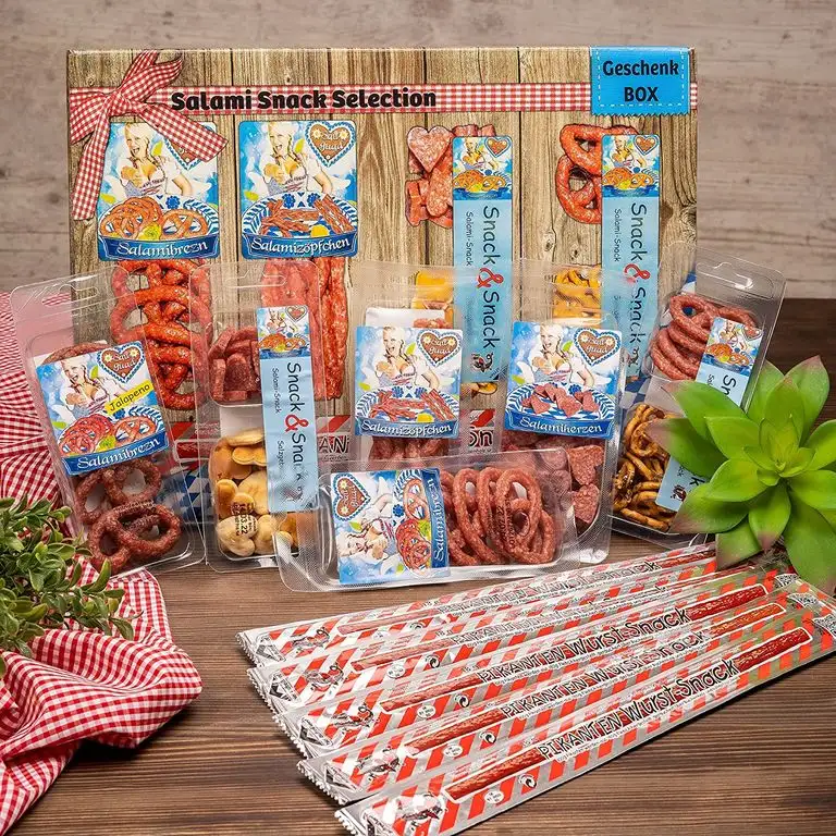 Salami Wurst Probier-Paket Snack Selection Geschenkbox - 7 verschiedene Produkte - 390 g