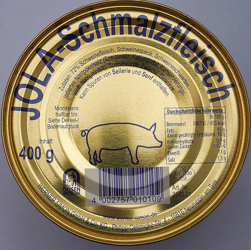 Jola Fleischkonserve, Schmalzfleisch, 400 g