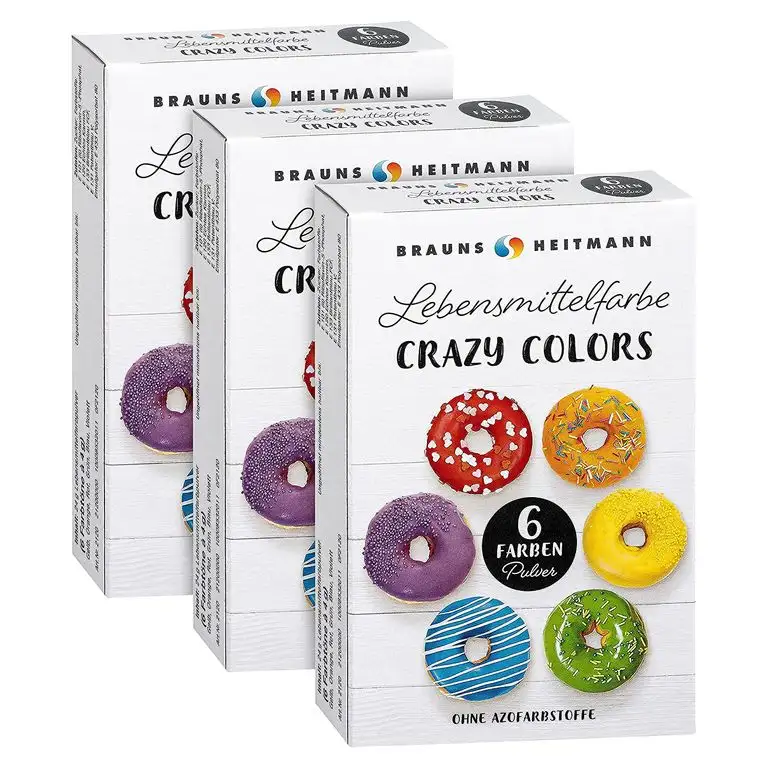 Brauns-Heitmann Crazy Colors Farbpulver: Farbe zum Einfärben von Desserts, Glasuren, Backwaren, Marzipan, Verzierungen und Zuckerüberzügen - Lebensmittelfarbe in 6 Farben zum Backen und Dekorieren