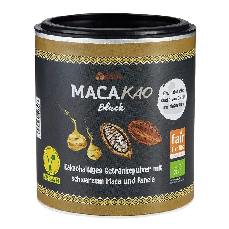 Macakao Black 125g - Das Power Kakaopulver mit schwarzem Maca (45%), Reich an natürlichen Mineralien wie Phosphor, Eisen und Magnesium ✓ 12% pflanzlicher Eiweißanteil. Ohne Chemie ✓