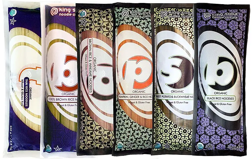 King Soba - Glutenfreie Vegane Bio Nudeln Gemischte Sorten - 6x250g Noodles - 3 Portionen pro Pasta Packung