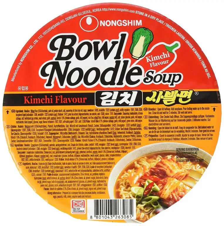 Nong Shim Instantnudeln Kimchi Bowl Noodle Soup – Koreanische Ramen Nudelsuppe - schnelle Zubereitung – 12er Vorteilspack à 86g