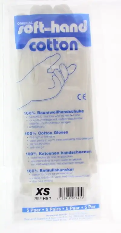 Softhand Verbandhandschuh weiche Baumwolle XS (5 Paar)
