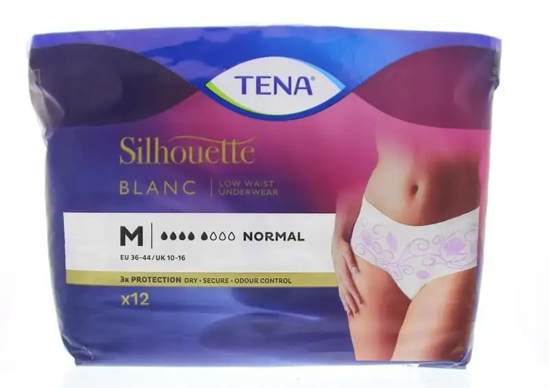 Tena Silhouette weiße Unterwäsche mit niedriger Taille normal M (12 Stück)