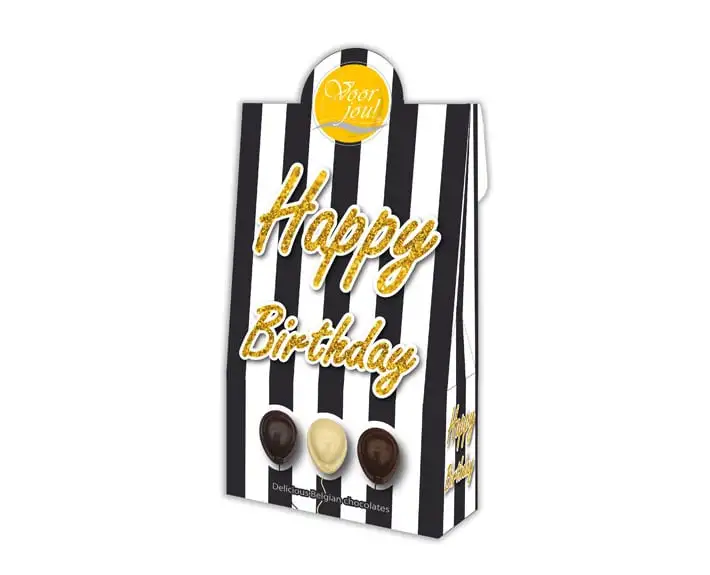 Voor Jou! Geschenkbox schwarz & weiß alles Gute zum Geburtstag (100 gr)