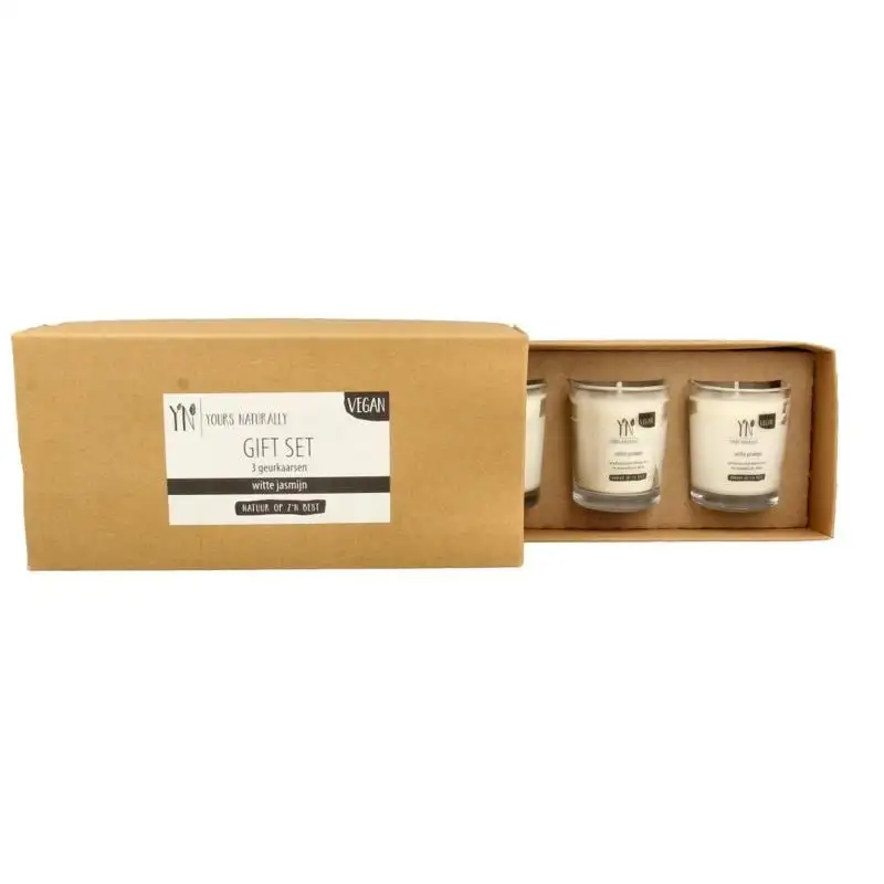 Yours Naturally Geschenkset 3 Votiv-Duftkerzen weißer Jasmin (1 Set)